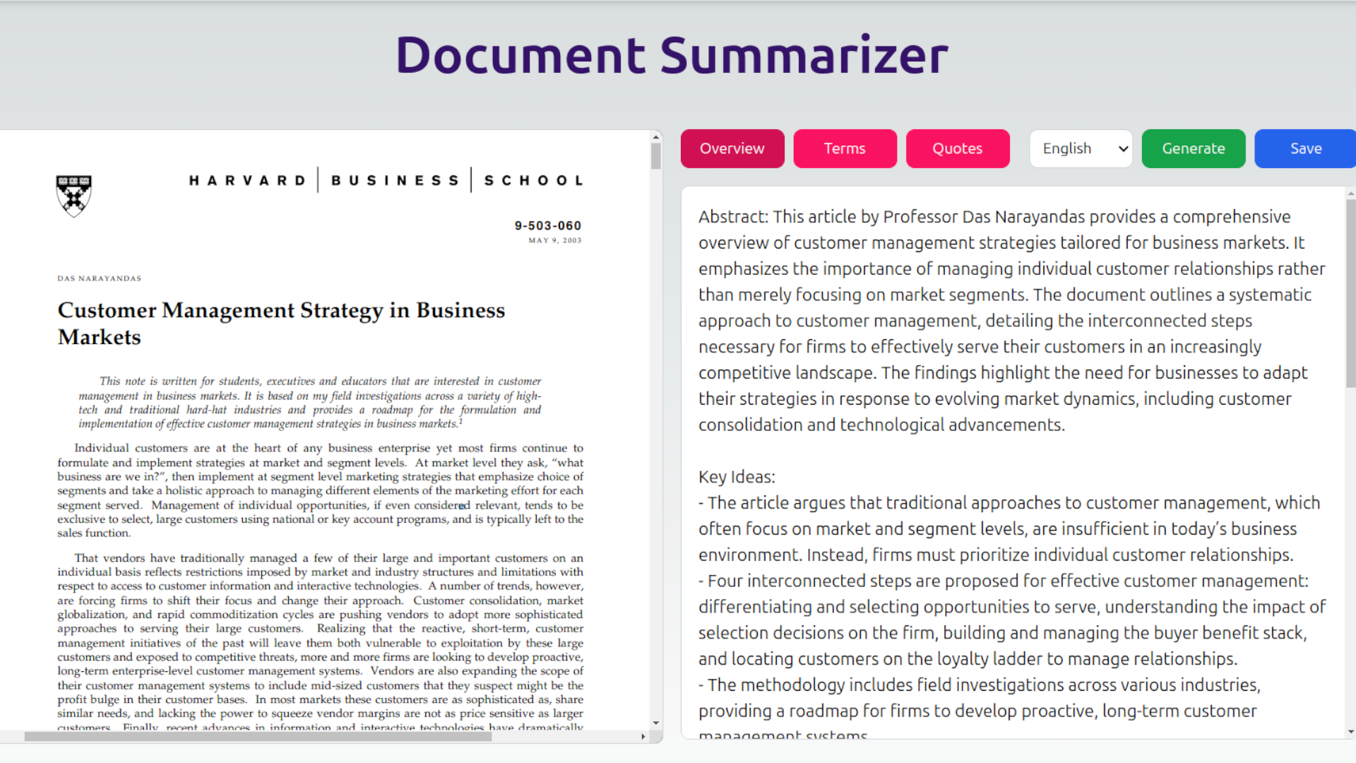 Summary Feature